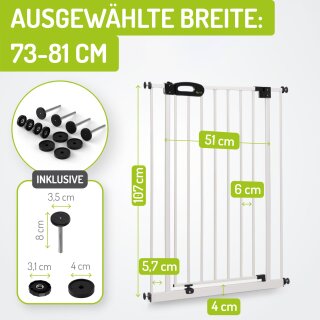 Barrière de sécurité Merle Extra Haute 107 cm – 73 à 161 cm – Auto-Close & fonction Stop 90°