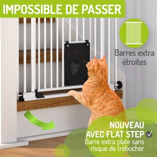 Barrière pour animaux Mira – 73–161 cm, 107 cm de hauteur, avec chatière Auto-Close