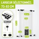 BOMI Mira Barrière de Sécurité avec Chatière 73–161 cm – Extra Haute 107 cm pour Enfants & Animaux