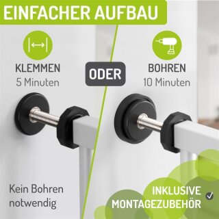BOMI Mira Barrière de Sécurité avec Chatière 73-83 cm – Extra Haute 107 cm pour Enfants & Animaux