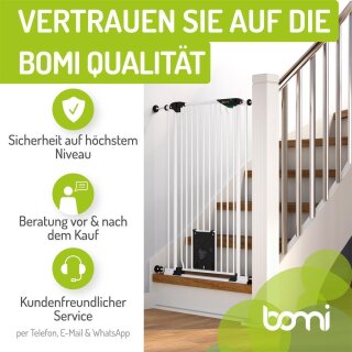 BOMI Mira Barrière de Sécurité avec Chatière 73-83 cm – Extra Haute 107 cm pour Enfants & Animaux