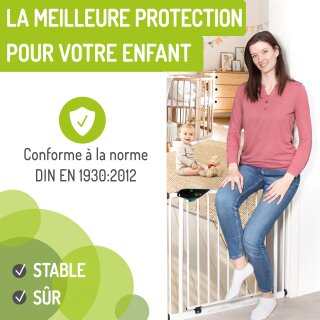 Barrière de sécurité Mira XXL – 107 cm de hauteur, 73–161 cm, sans perçage