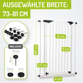 Barrière de sécurité Mira XXL – 107 cm de hauteur, 73–161 cm, sans perçage