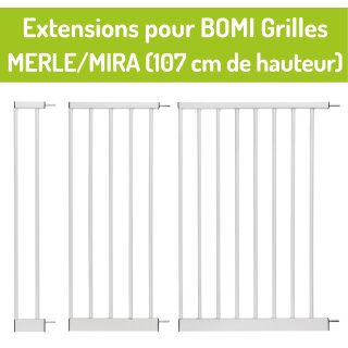 Extensions extra-hautes 107 cm pour barrières Merle & Mira – Rallonges en métal blanc (10–40 cm)