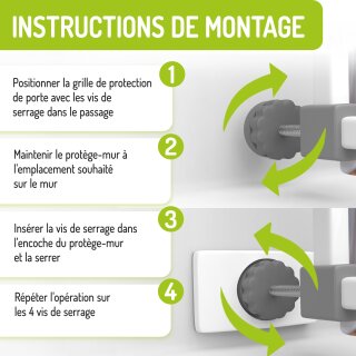 Coussinets de protection murale carrés BOMI | Pieds déléphant pour barrières de sécurité | Lot de 4