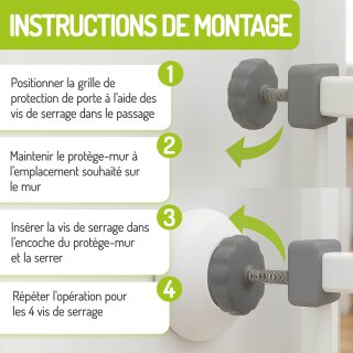 Coussinets de protection murale – Set 4 pièces rondes & carrées pour barrières bébé