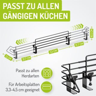 Barrière de protection pour cuisinière Mowi – 64–110 cm – Sans perçage – Noir