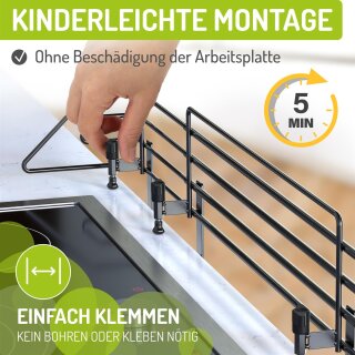 Barrière de protection pour cuisinière Mowi – 64–110 cm – Sans perçage – Noir