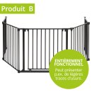 Pare-feu enfant cheminée MILO – barrière extensible 525 cm – métal noir – reconditionné
