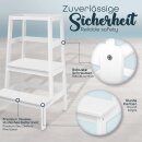 KIDUKU Lernturm Montessori Weiß – Learning Tower aus Holz – Küchenhelfer für Kinder – Kinder Tritthocker – Küchenlernturm bis 30 kg