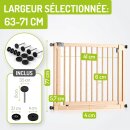 BOMI Miko Barrière de Sécurité Bois Naturel 63-71 cm – Sans Perçage
