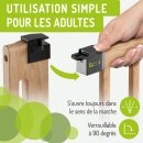 Barrière d’escalier Miko XXL – Bois de hêtre noir, extensible 63–161 cm