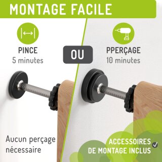 Barrière d’escalier Miko XXL – Bois de hêtre noir, extensible 103-111  cm