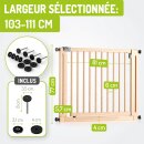 Barrière d’escalier Miko XXL – Bois de hêtre noir, extensible 103-111  cm