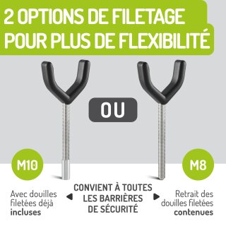 Adaptateurs en Y antidérapants pour barrières de sécurité – Compatible M8 & M10 (2 ou 4 pièces)