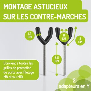 Adaptateurs en Y antidérapants pour barrières de sécurité – Compatible M8 & M10 (2 ou 4 pièces)