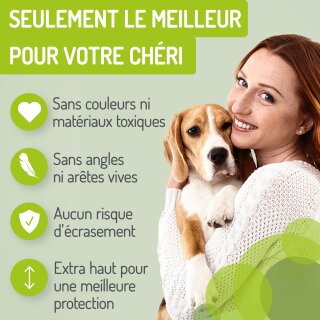 Barrière pour animaux Merle – 153-161 cm, extra haute, avec chatière 3 fonctions