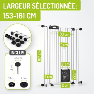 Barrière pour animaux Merle – 153-161 cm, extra haute, avec chatière 3 fonctions