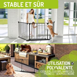 Barrière de sécurité Milo – Métal, porte extra large – Jusqu’à 284 cm
