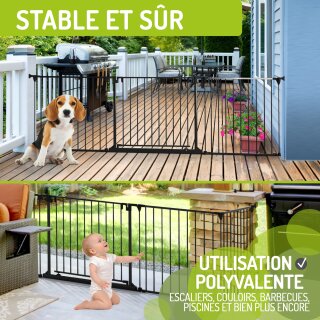 Barrière de sécurité Milo – Métal, porte extra large – Jusqu’à 405 cm