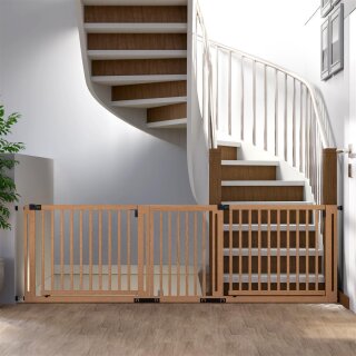 Barrière d’escalier Miko XXL en bois de hêtre – Sécurité bébé & animaux (150–240 cm)