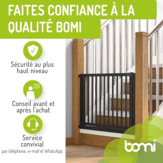 BOMI Miko Barrière de Sécurité Bois Noir 63–161 cm – Sans Perçage