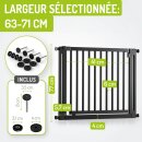 BOMI Miko Barrière de Sécurité Bois Noir 63–161 cm – Sans Perçage
