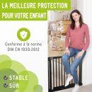 Barrière bébé Miko en bois noir – Extensible 63–161 cm, montage par pression
