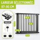 Barrière bébé Miko en bois noir – Extensible 63–161 cm, montage par pression