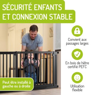 Extensions noires pour barrière Miko – Rallonges en bois 77 cm (10–50 cm)