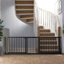 Barrière de sécurité Miko en hêtre noir – Extra large 150–240 cm, double porte, sans perçage