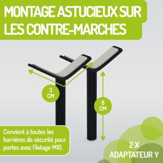 Adaptateurs en Y noirs M10 pour rambardes – Compatibles avec barrières Merle & Mira