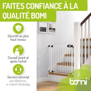 BOMI Merle FlatStep – Barrière enfant extra plate 63–217 cm – Sans perçage & passage XXL