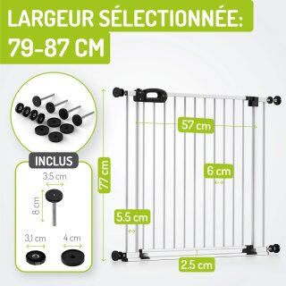 BOMI Merle FlatStep – Barrière enfant extra plate 63–217 cm – Sans perçage & passage XXL