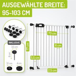BOMI Merle FlatStep – Barrière enfant extra plate 95-103 cm – Sans perçage & passage XXL