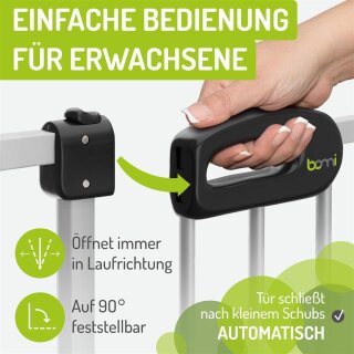 BOMI Merle FlatStep – Barrière enfant extra plate 95-103 cm – Sans perçage & passage XXL