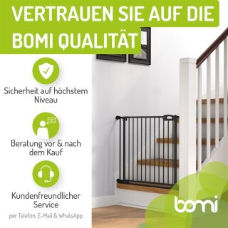 Barrière de sécurité Merle FlatStep noire – 63 à 217 cm – Sans seuil, XXL porte, Auto-Close