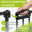 Barrière de sécurité Merle FlatStep noire – 63 à 217 cm – Sans seuil, XXL porte, Auto-Close