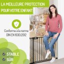 Barrière de sécurité Merle FlatStep noire – 63 à 217 cm – Sans seuil, XXL porte, Auto-Close