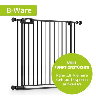 Barrière de sécurité bébé MERLE FlatStep 63–217 cm – sans seuil – porte XXL – noire